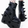 Demonia SLAY-77 Black Matte Spike Platform Boots Shoes