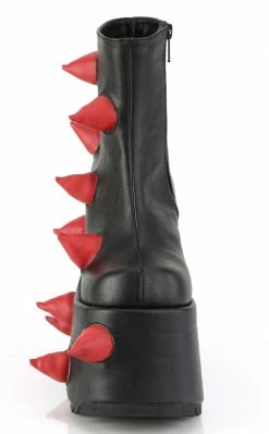 Demonia Shoes SLAY-77 Black-Red Spike Platform Boots