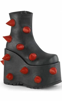 Demonia Shoes SLAY-77 Black-Red Spike Platform Boots