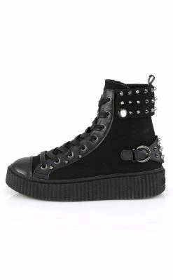 Demonia SNEEKER-266 Black Canvas Creeper Sneakers Shoes