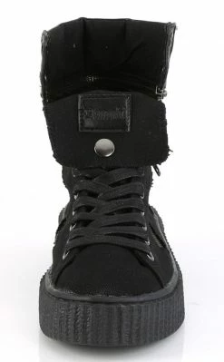 Demonia SNEEKER-270 Black Canvas Zipper Creeper Sneakers