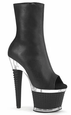 Pleaser SPECTATOR-1012 Black Matte Ankle Boots Pole Shoes