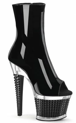 Pleaser Pole Shoes SPECTATOR-1012 Black Patent Ankle Boots