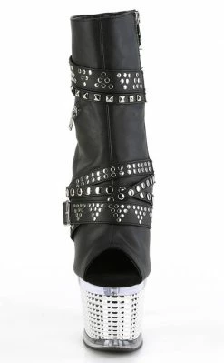 Pleaser SPECTATOR-1015 Black Strapped Ankle Boots Pole Shoes