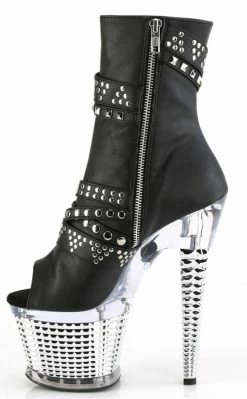 Pleaser SPECTATOR-1015 Black Strapped Ankle Boots Pole Shoes