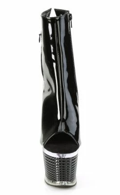 Pleaser SPECTATOR-1018 Black Patent Ankle Boots Pole Shoes