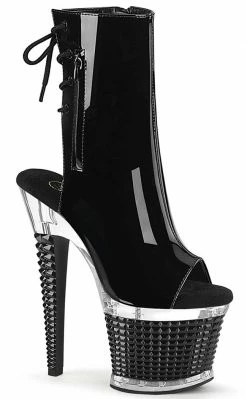 Pleaser SPECTATOR-1018 Black Patent Ankle Boots Pole Shoes