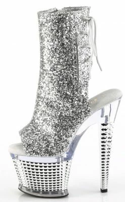 Pleaser SPECTATOR-1018 Silver Glitter Ankle Boots 9 Pleaser SPECTATOR-1018 Silver Glitter Ankle Boots