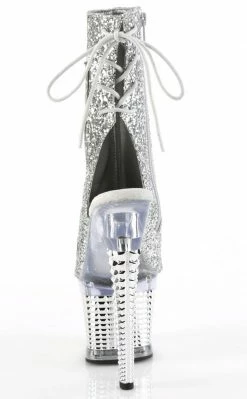 Pleaser SPECTATOR-1018 Silver Glitter Ankle Boots 10 Pleaser SPECTATOR-1018 Silver Glitter Ankle Boots