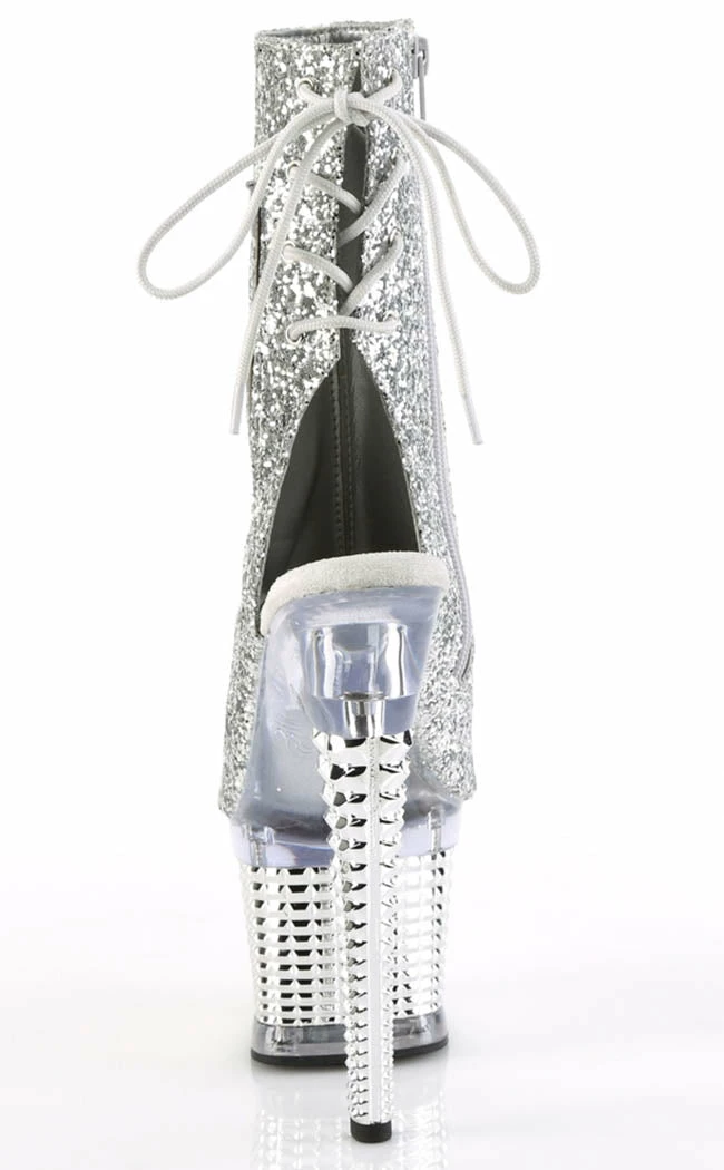 Pleaser SPECTATOR-1018 Silver Glitter Ankle Boots 6 Pleaser SPECTATOR-1018 Silver Glitter Ankle Boots