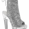 Pleaser SPECTATOR-1018 Silver Glitter Ankle Boots