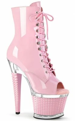 Pleaser SPECTATOR-1021 Pink Patent Ankle Boots