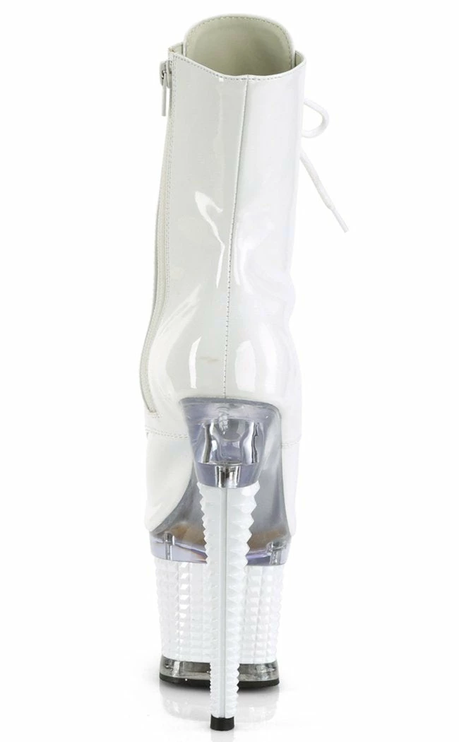 Pleaser SPECTATOR-1021 White Patent Ankle Boots Pole Shoes 6 Pleaser SPECTATOR-1021 White Patent Ankle Boots Pole Shoes
