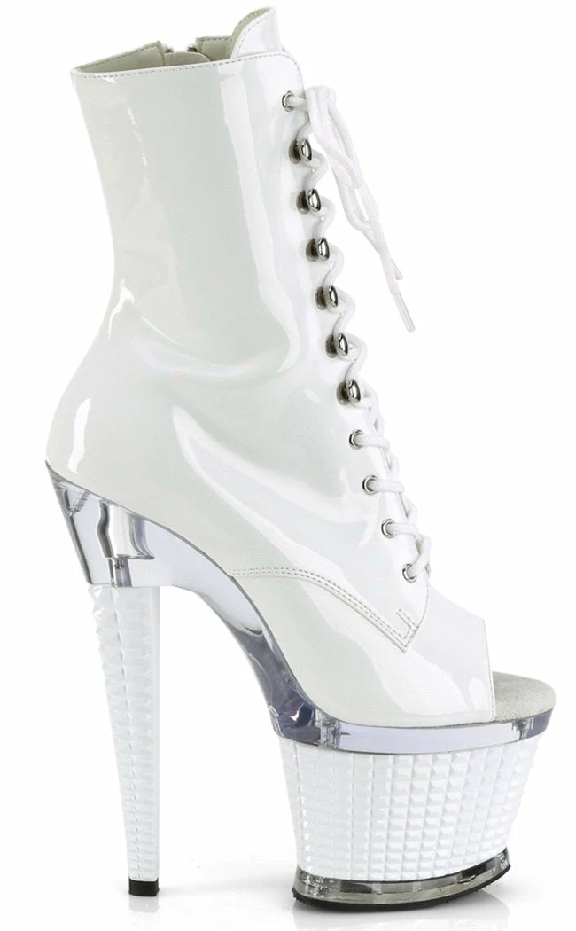 Pleaser SPECTATOR-1021 White Patent Ankle Boots Pole Shoes 7 Pleaser SPECTATOR-1021 White Patent Ankle Boots Pole Shoes