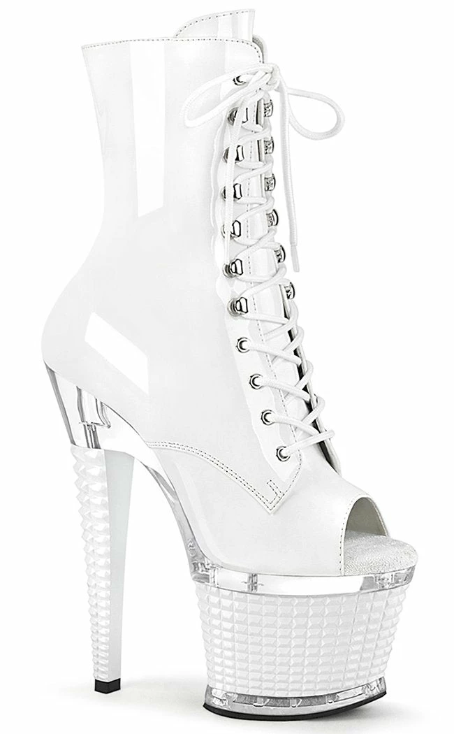 Pleaser SPECTATOR-1021 White Patent Ankle Boots Pole Shoes 3 Pleaser SPECTATOR-1021 White Patent Ankle Boots Pole Shoes