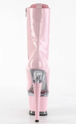 Pleaser Pole Shoes SPECTATOR-1040 Baby Pink Patent/Clear Ankle Boots