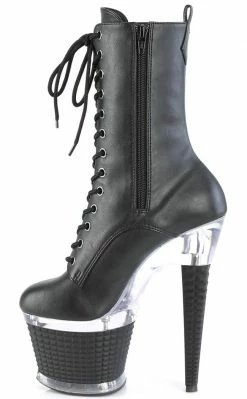 Pleaser SPECTATOR-1040 Black Matte/Clear Ankle Boots Pole Shoes