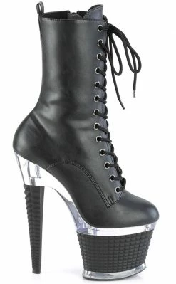 Pleaser SPECTATOR-1040 Black Matte/Clear Ankle Boots Pole Shoes