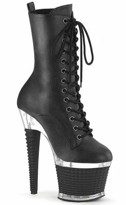 Pleaser SPECTATOR-1040 Black Matte/Clear Ankle Boots Pole Shoes