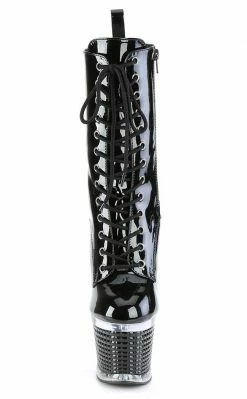 Pleaser SPECTATOR-1040 Black Patent/Clear Ankle Boots Pole Shoes