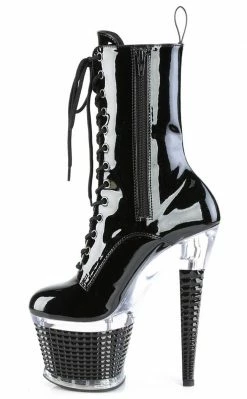 Pleaser SPECTATOR-1040 Black Patent/Clear Ankle Boots Pole Shoes 9 Pleaser SPECTATOR-1040 Black Patent/Clear Ankle Boots Pole Shoes