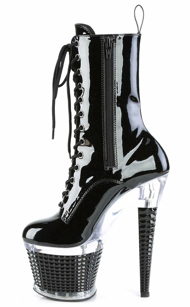 Pleaser SPECTATOR-1040 Black Patent/Clear Ankle Boots Pole Shoes 5 Pleaser SPECTATOR-1040 Black Patent/Clear Ankle Boots Pole Shoes