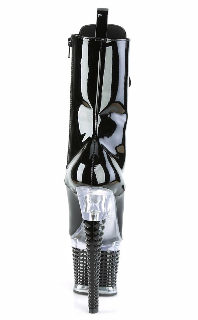 Pleaser SPECTATOR-1040 Black Patent/Clear Ankle Boots Pole Shoes 6 Pleaser SPECTATOR-1040 Black Patent/Clear Ankle Boots Pole Shoes
