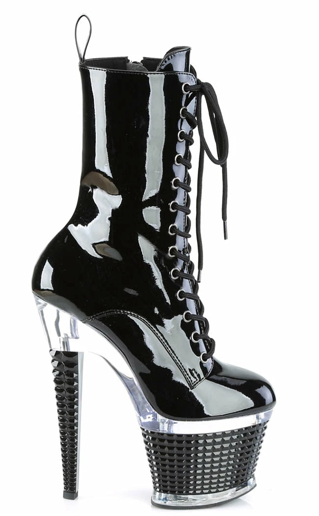 Pleaser SPECTATOR-1040 Black Patent/Clear Ankle Boots Pole Shoes 7 Pleaser SPECTATOR-1040 Black Patent/Clear Ankle Boots Pole Shoes