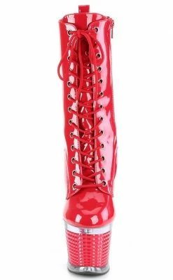 Pleaser SPECTATOR-1040 Red Patent/Clear Ankle Boots Pole Shoes