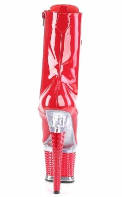 Pleaser SPECTATOR-1040 Red Patent/Clear Ankle Boots Pole Shoes