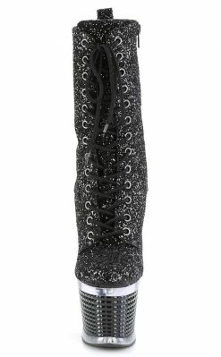 Pleaser SPECTATOR-1040G Black Glitter Ankle Boots Pole Shoes