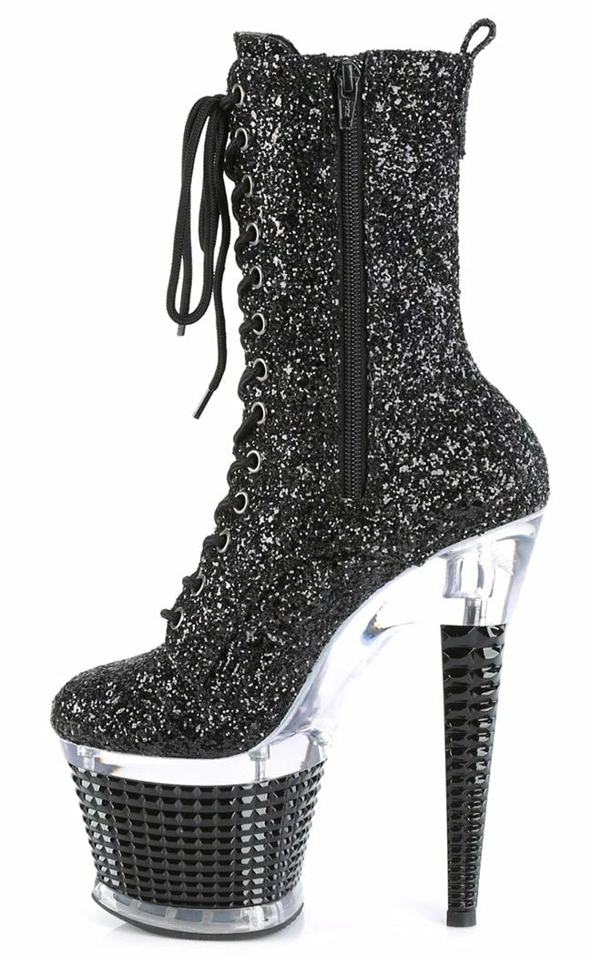 Pleaser SPECTATOR-1040G Black Glitter Ankle Boots Pole Shoes 5 Pleaser SPECTATOR-1040G Black Glitter Ankle Boots Pole Shoes