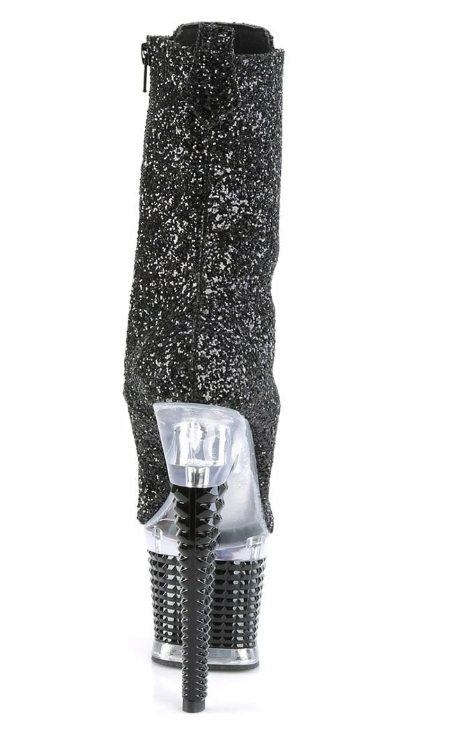 Pleaser SPECTATOR-1040G Black Glitter Ankle Boots Pole Shoes 6 Pleaser SPECTATOR-1040G Black Glitter Ankle Boots Pole Shoes