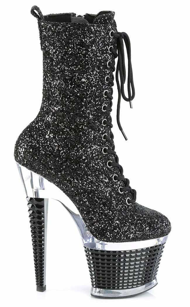 Pleaser SPECTATOR-1040G Black Glitter Ankle Boots Pole Shoes 7 Pleaser SPECTATOR-1040G Black Glitter Ankle Boots Pole Shoes