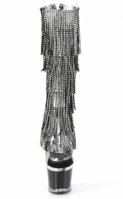 Pleaser SPECTATOR-2017RSF Black Rhinestone Knee High Boots