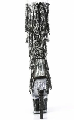 Pleaser SPECTATOR-2017RSF Black Rhinestone Knee High Boots