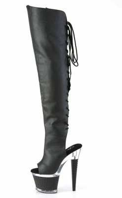 Pleaser Pole Shoes SPECTATOR-3019 Black Matte Thigh High Boots
