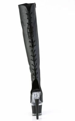 Pleaser Pole Shoes SPECTATOR-3019 Black Matte Thigh High Boots