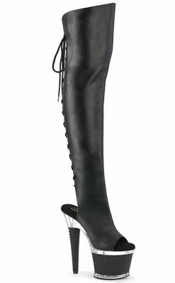 Pleaser Pole Shoes SPECTATOR-3019 Black Matte Thigh High Boots