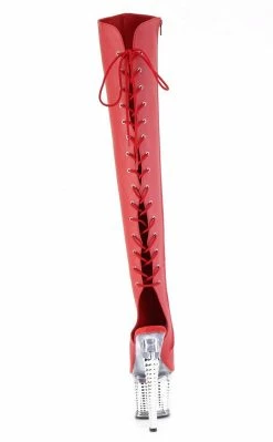 Pleaser Pole Shoes SPECTATOR-3019 Red/Silver Chrome Thigh High Boots 10 Pleaser Pole Shoes SPECTATOR-3019 Red/Silver Chrome Thigh High Boots
