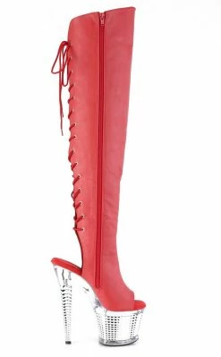 Pleaser Pole Shoes SPECTATOR-3019 Red/Silver Chrome Thigh High Boots 11 Pleaser Pole Shoes SPECTATOR-3019 Red/Silver Chrome Thigh High Boots
