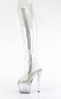 Pleaser Pole Shoes SPECTATOR-3019C Clear Thigh High Boots