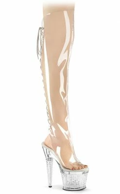 Pleaser Pole Shoes SPECTATOR-3019C Clear Thigh High Boots