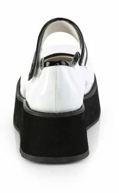 Demonia SPRITE-01 White Holo Patent Platform Mary Janes