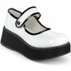 Demonia SPRITE-01 White Holo Patent Platform Mary Janes