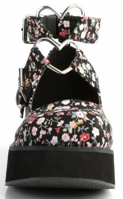 Demonia Shoes SPRITE-02 Floral Fabric Platform Mary Janes