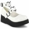Demonia SPRITE-02 White Vegan Leather Platform Mary Janes Shoes