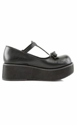 Demonia Shoes SPRITE-03 Black Vegan Leather Platform Mary Janes