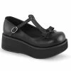 Demonia Shoes SPRITE-03 Black Vegan Leather Platform Mary Janes