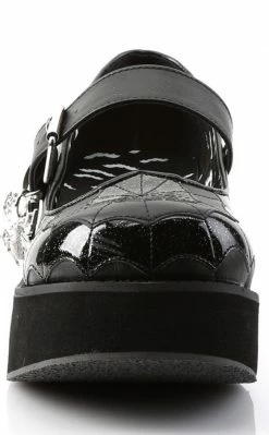 Demonia SPRITE-05 Black Vegan Leather Platform Mary Janes Shoes